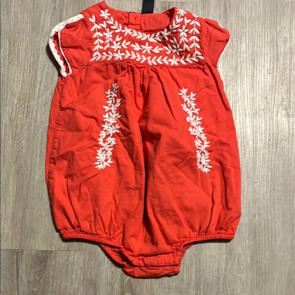 4/$30 Old Navy Red Baby Romper with White Embroidery Size 18-24M - Picture 1 of 1